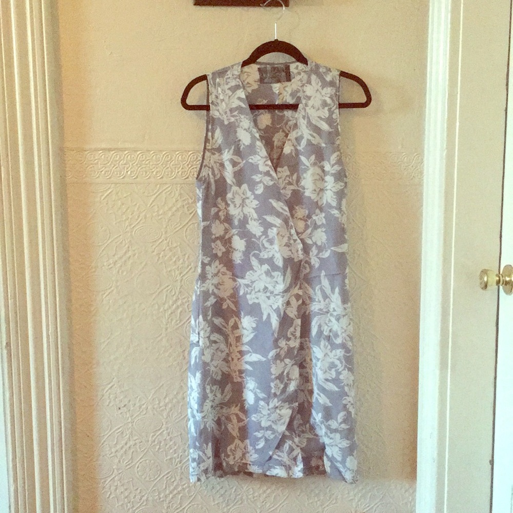 Reformation wrap dress in blue floral print